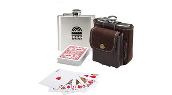 Hip Flask & Playing Cards Set